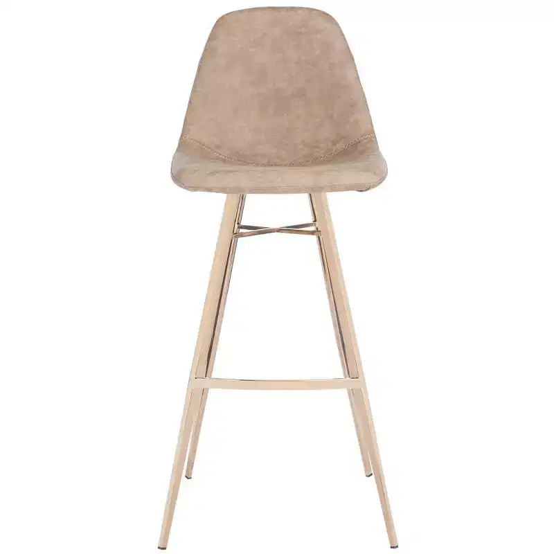 Counter Height Bar Stool - Brown & Copper Leather PU, Stainless Steel Frame