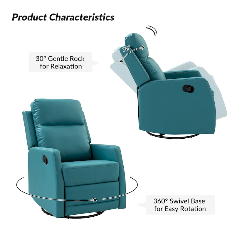 Esteban Modern Faux Leather Manual Rocking Swivel Recliner with Wingback Set of 2