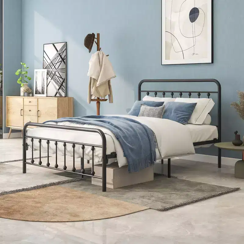 Full Size Metal Platform Bed Frame with Sturdy Slat Support & Under-Bed Storage for Bedroom