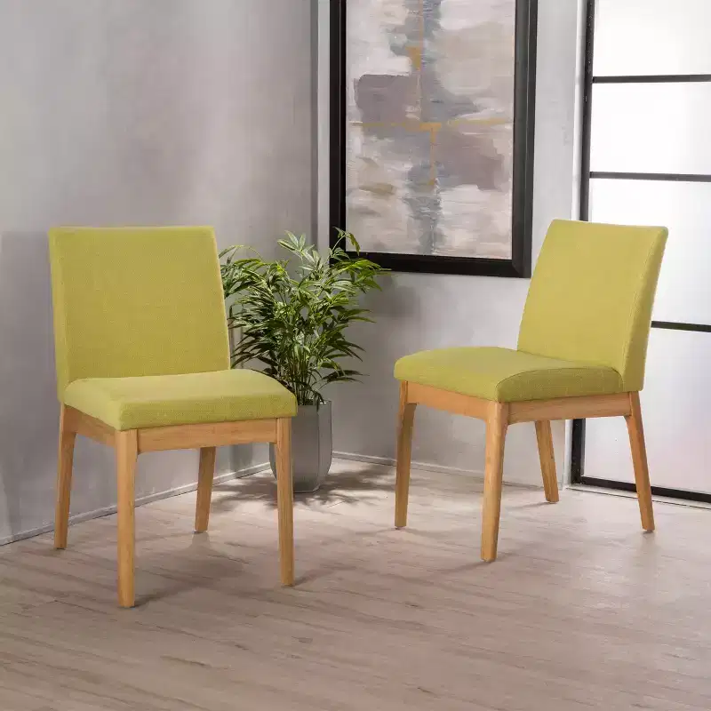 GDFStudio Hampton Mid-Century Modern Fabric Upholstered Armless Dining Chairs (Set of 2)