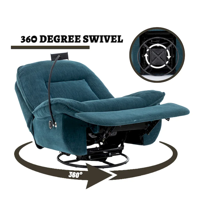 Clihome Adjustable Swivel Chenille Recliner with Phone Holder