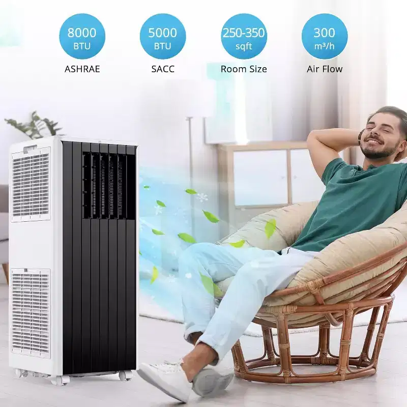 8,000BTUs Portable Air Conditioners Room Up to 350 Sq.Ft, 4-In-1 Portable Ac With Cool, Fan, Dehumidifier &Sleep Mode,Indoor Ac Unit w/Remote Control
