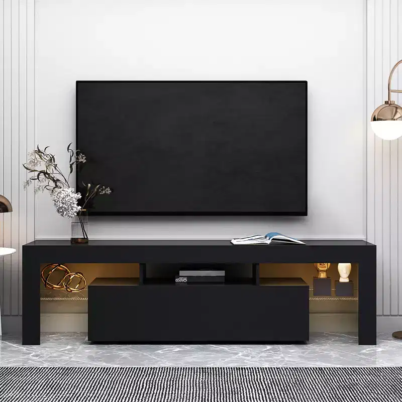 Modern TV Stand For TVs Up to 70, Entertainment Center with Storage Drawer, Media Console Table for Living Room Bedroom Office