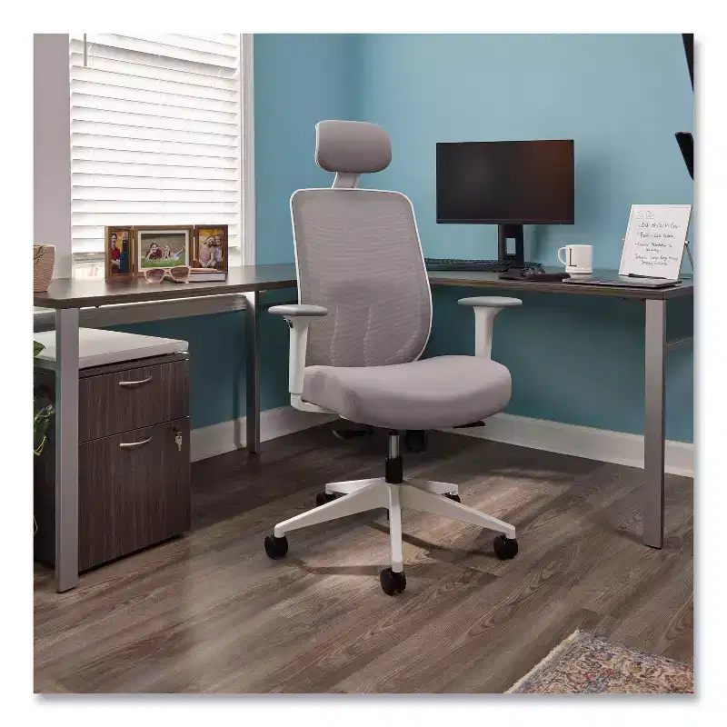 Mesh Back Task Chair Adjustable Height Gray/White