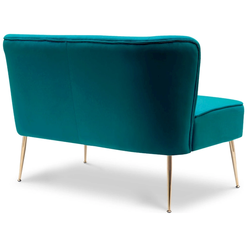 Farrah Upholstered Velvet Polyester 46 Wide Loveseat - Armless/ Scalloped Back