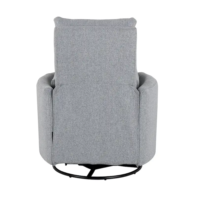 Beige Upholstered Swivel Rocker Recliner with Manual Recline, 360 Swivel, and Two Removable Cushions
