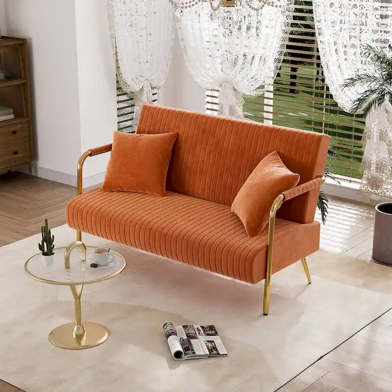 Ouyessir Upholstered Loveseat, Tufted Back Couch, Accent Armchair with 2 Pillows