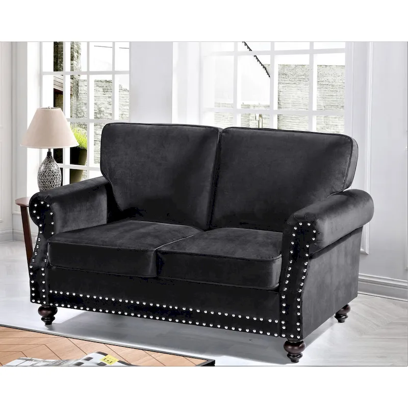Ramos Nailhead Velvet Loveseat