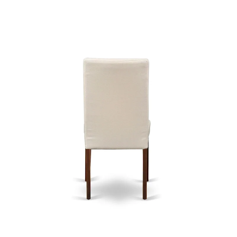 East West Furniture Kitchen Table Set- A Round Dining Room Table and Cream Linen Fabric Parson Chairs, Mahogany (Pieces Options)