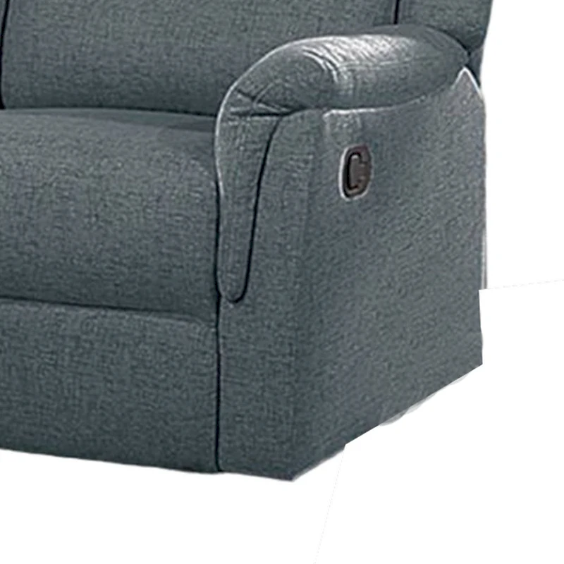 Ammy Manual Recliner Loveseat, 53in Solid Wood, Dark Gray Faux Burlap