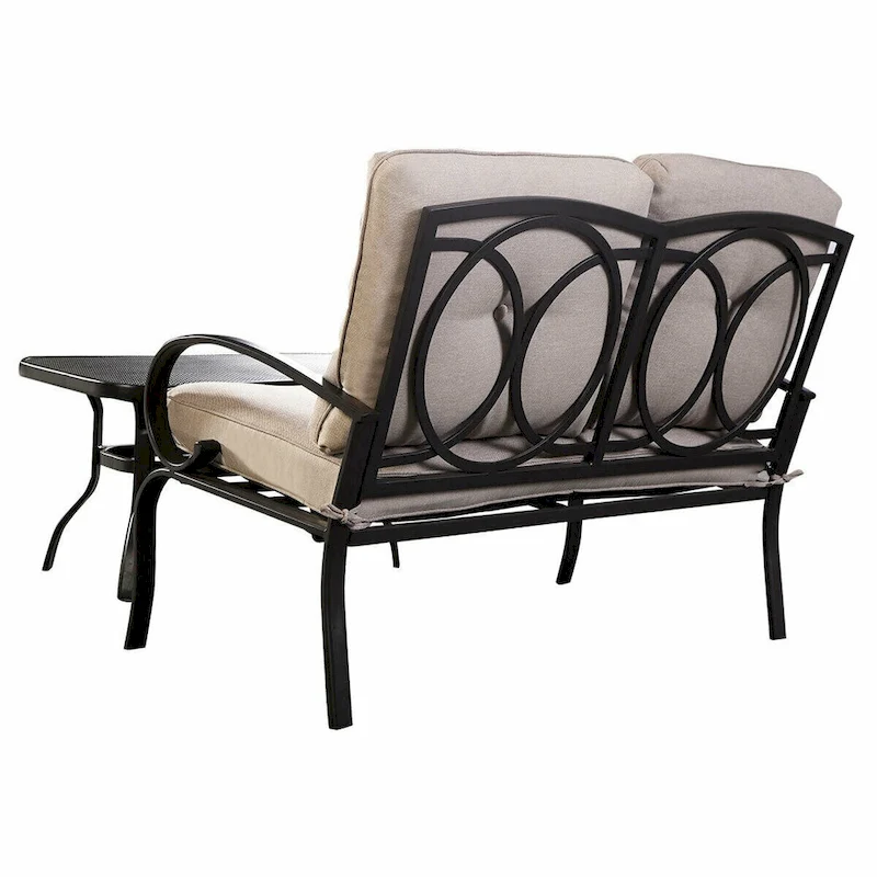 Costway 2 Pcs Patio LoveSeat Coffee Table Set Furniture Bench With - See Details