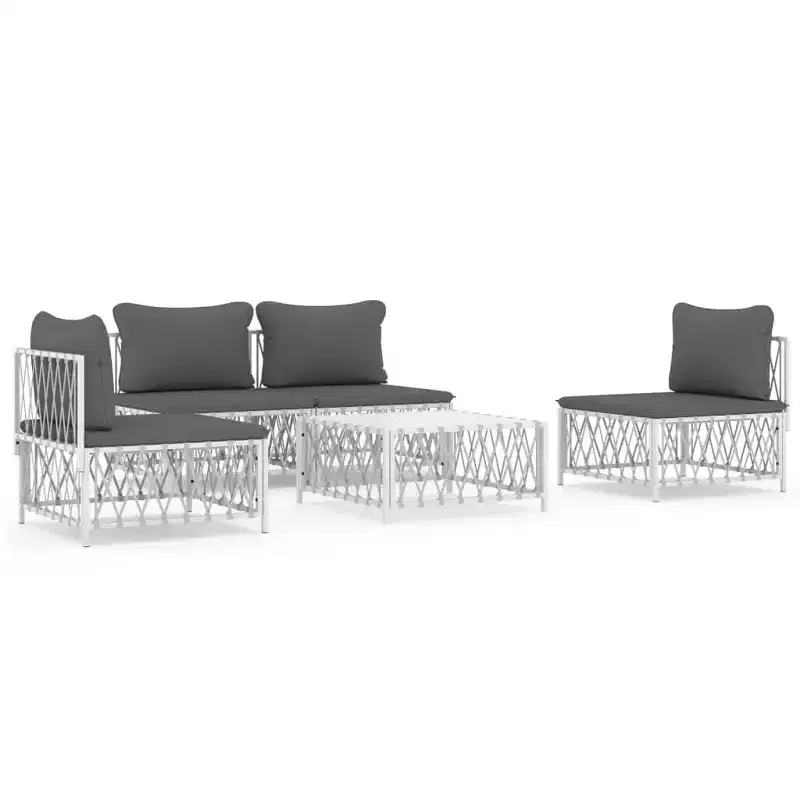 vidaXL Patio Furniture Set 5 Piece Outdoor Garden Loveseat with Cushions Steel