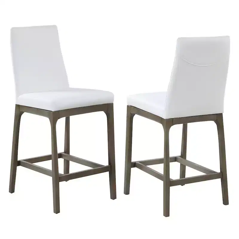 Gray / Walnut Upholstered Counter Stool, Seats 1