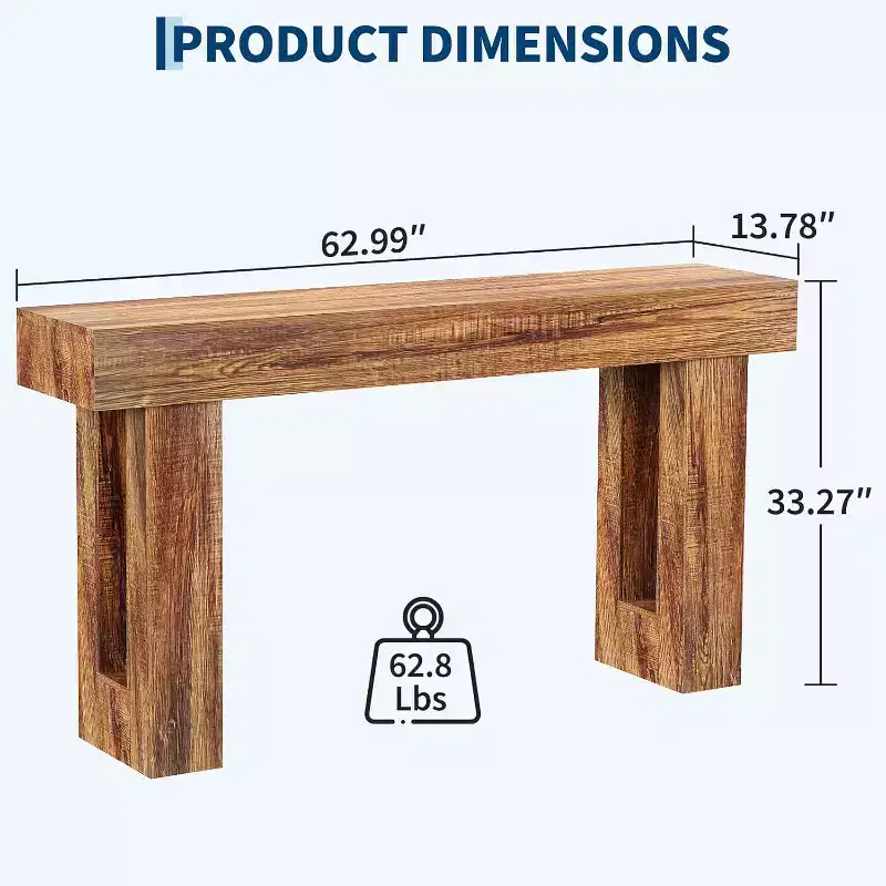 63 Inches Farmhouse Long Console Table for Entryway, Narrow Sofa Table for Hallway, Behind Couch Entrance Table, Accent Table for Home Office