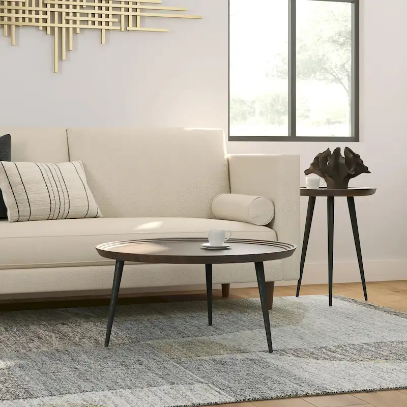 WYNDENHALL Joellla Modern Industrial Coffee Table in Cognac - 30 d x 30 w x 16 h