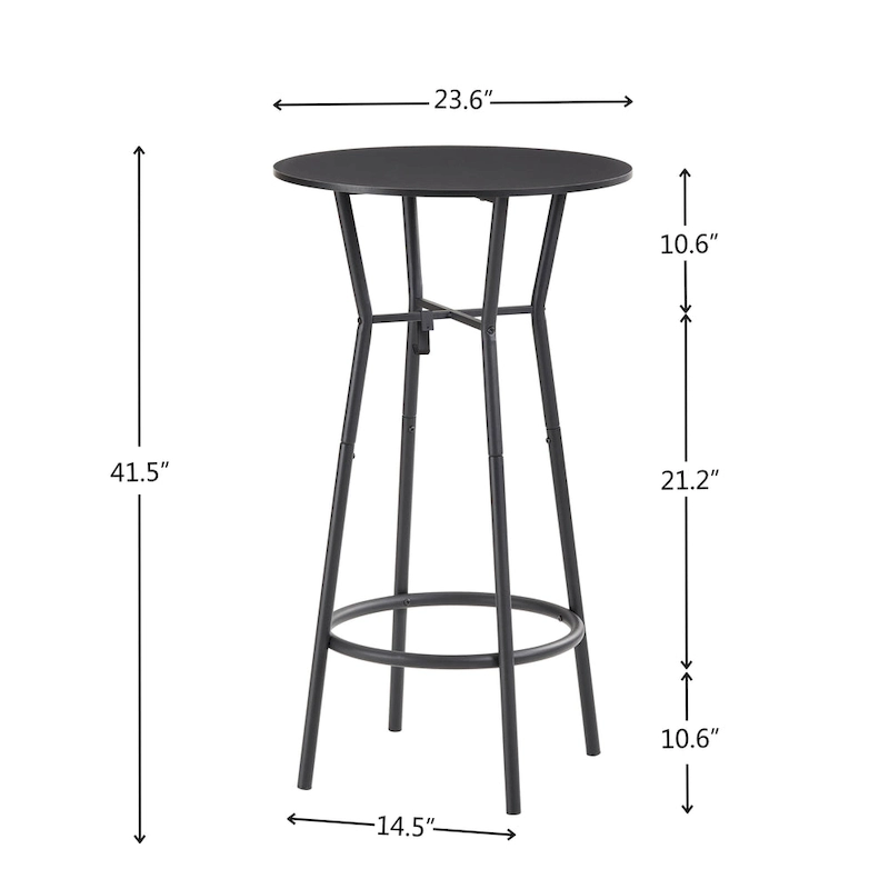 Modern Style 3-Piece Dining Set with Round Table and 2 Counter Height Bar Chairs