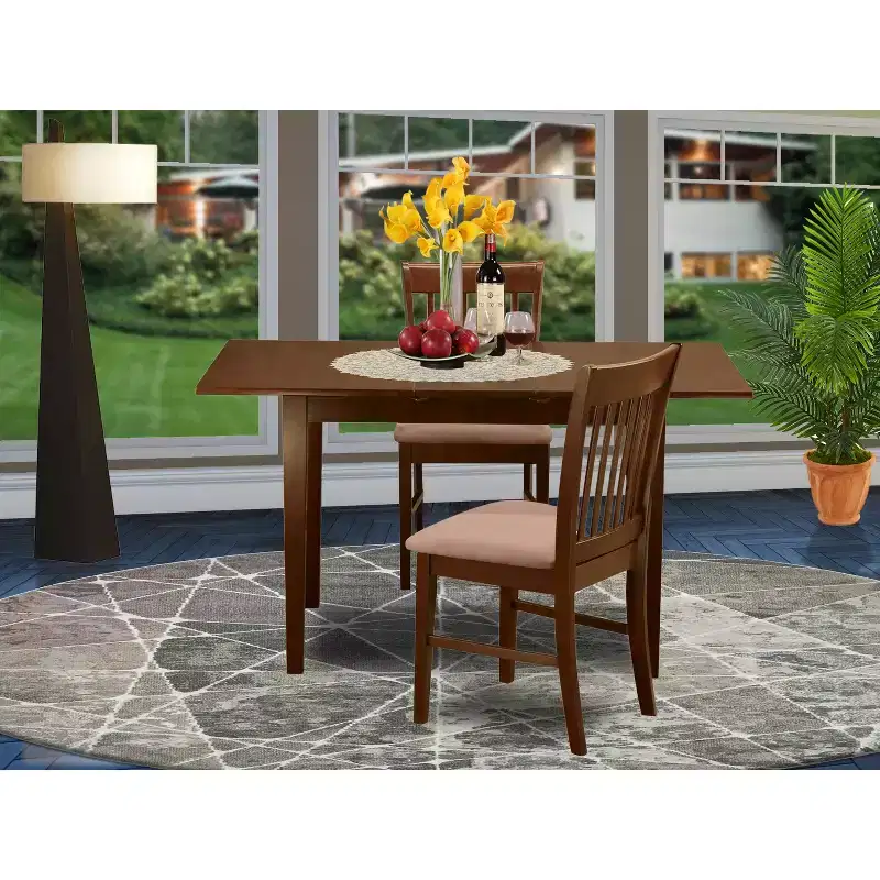 HomeStock Belmont Dinette Set- Table With A 12 Leaf And Dining Chairs, Mahogany