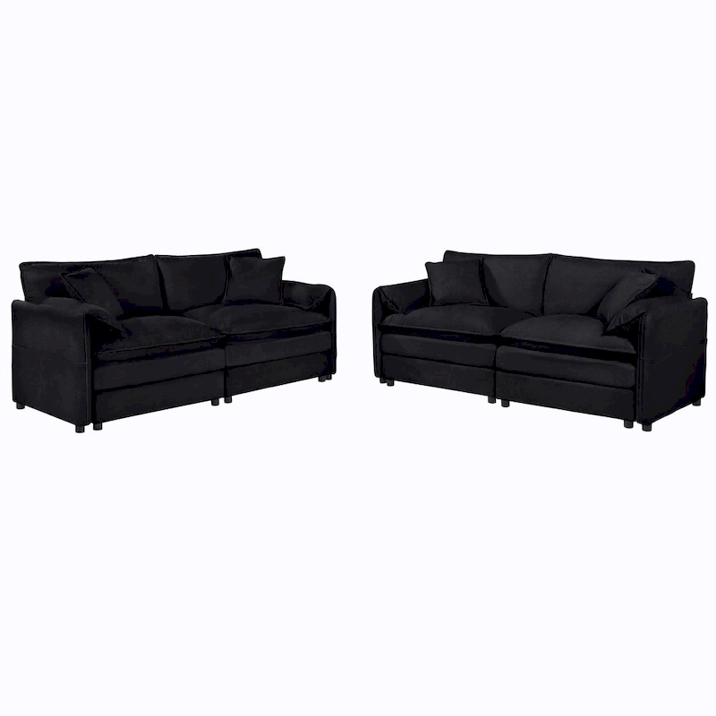 2-Piece 75.59 Chenille Cloud Loveseat Sofa Set with Deep Seat and 4 Pillows