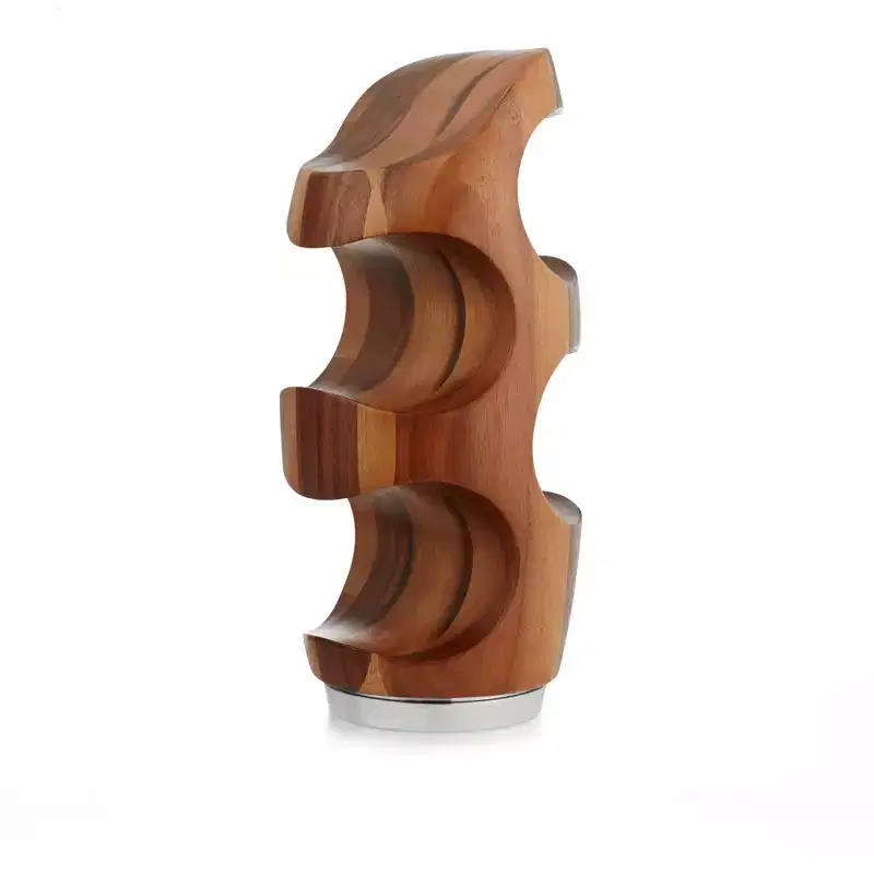 Acacia Wood & Alloy 4-Bottle Display Rack, 6x13