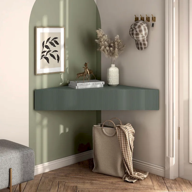 Transitional 47-inch 3-Shelf Corner Floating TV Stand