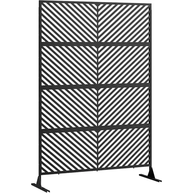 Metal Room Divider, 120x180cm Black Wrought Iron Screen, for Living Room Bedroom Partition