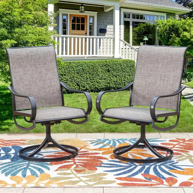 5pc Patio Dining Set with 28" Square Gas Fire Pit Table & Swivel Arm Chairs - Captiva Designs: Outdoor Seating, Rust-Resistant