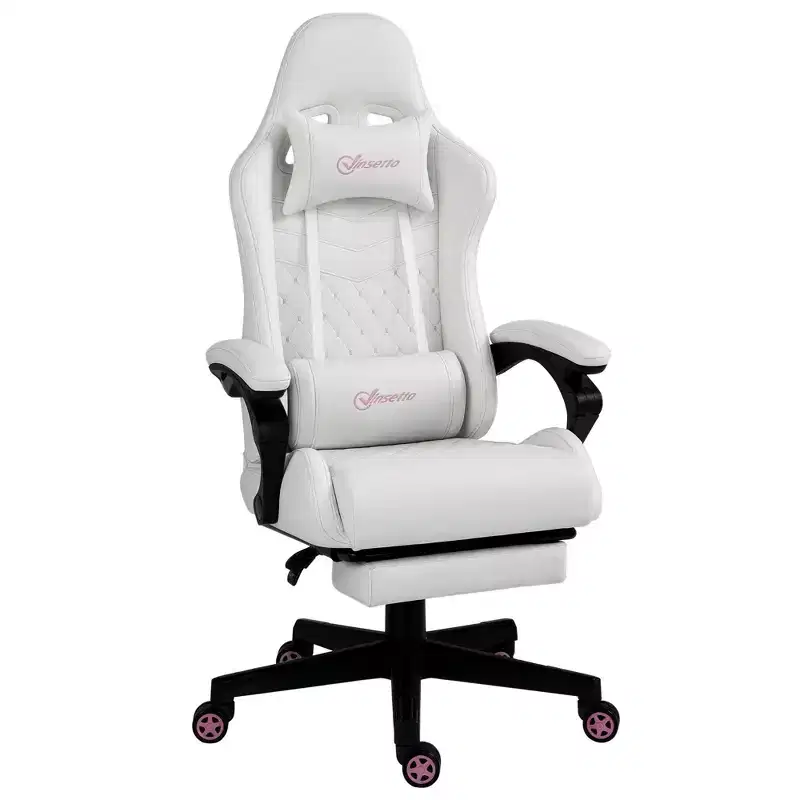 High-Back Racing Gaming Chair with Footrest, Lumbar Support & Adjustable Height