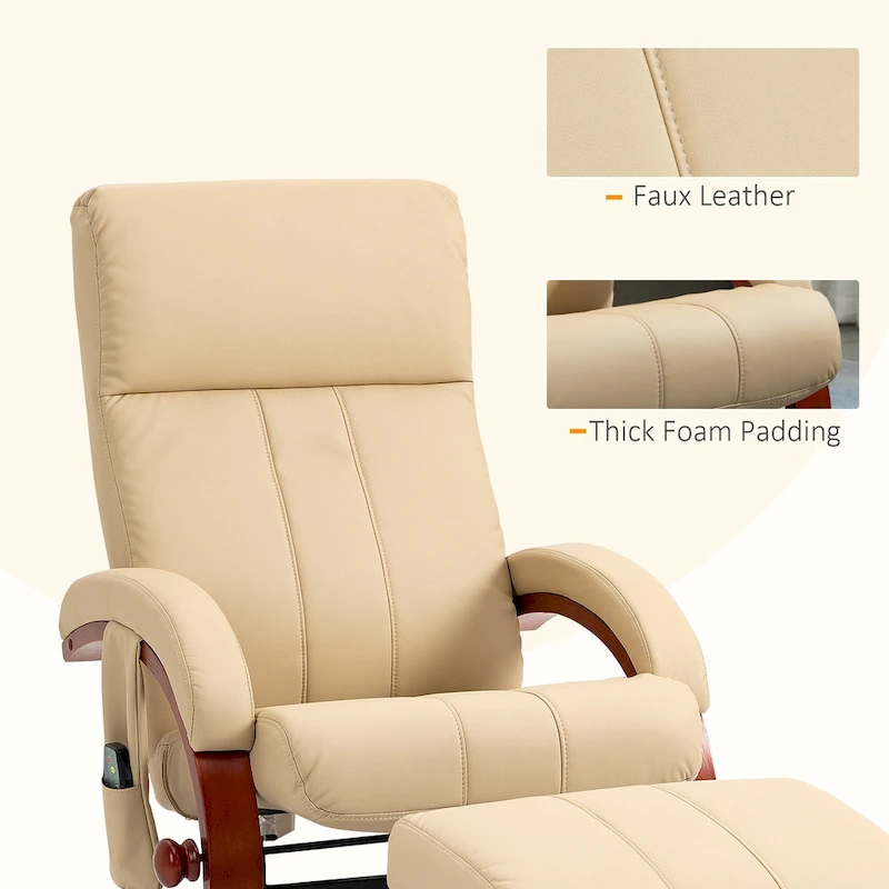 HOMCOM Recliner Chair with Ottoman, Electric Faux Leather Recliner