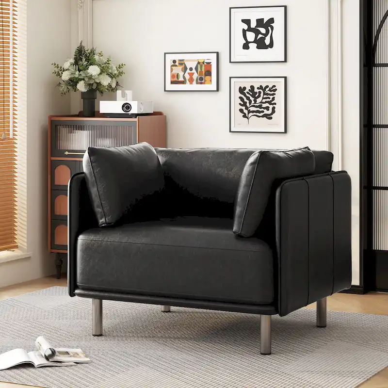Daphne Faux Leather Lounge Chair by Christopher Knight Home
