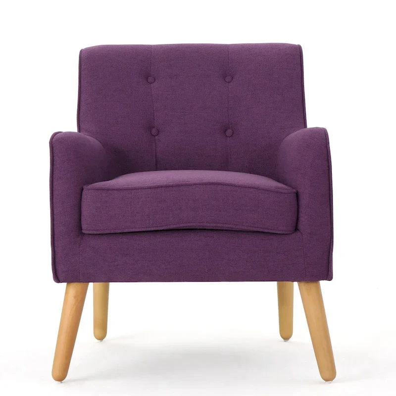 Upholstered Button-Tufted Accent Chair with Iron Hairpin Legs