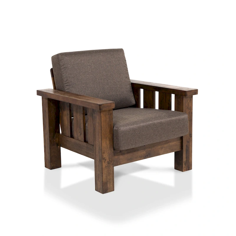 Jimo Rustic Oak and Linen Fabric 3-Piece Sofa Set by Furniture of America