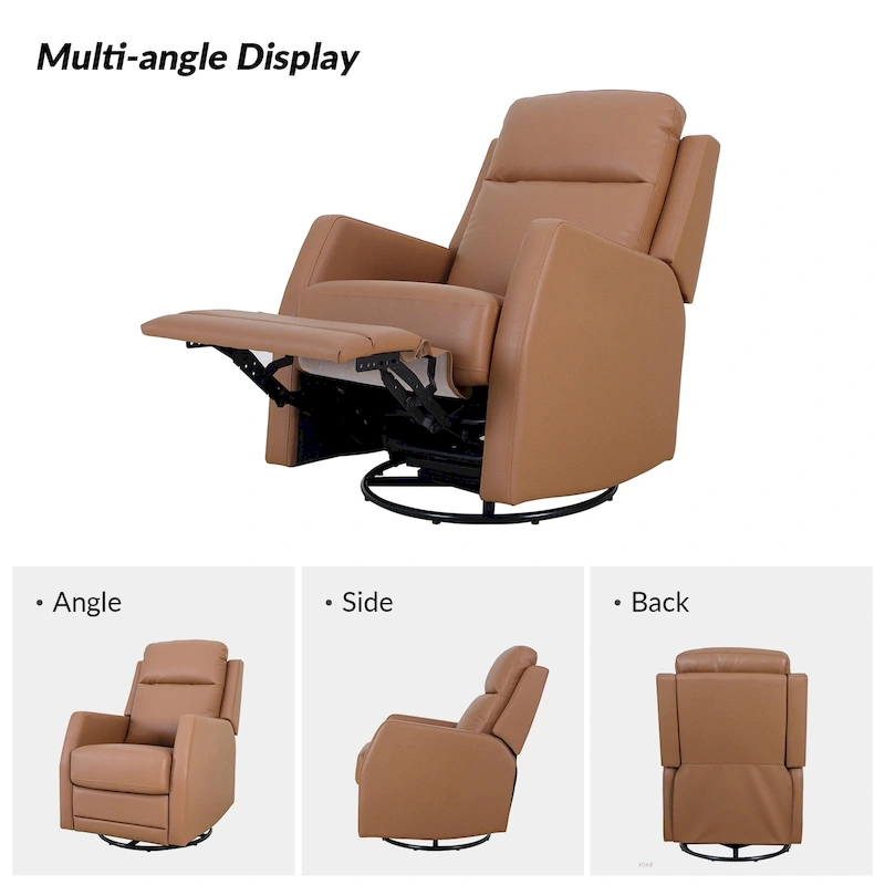 Esteban Modern Faux Leather Manual Rocking Swivel Recliner with Wingback Set of 2