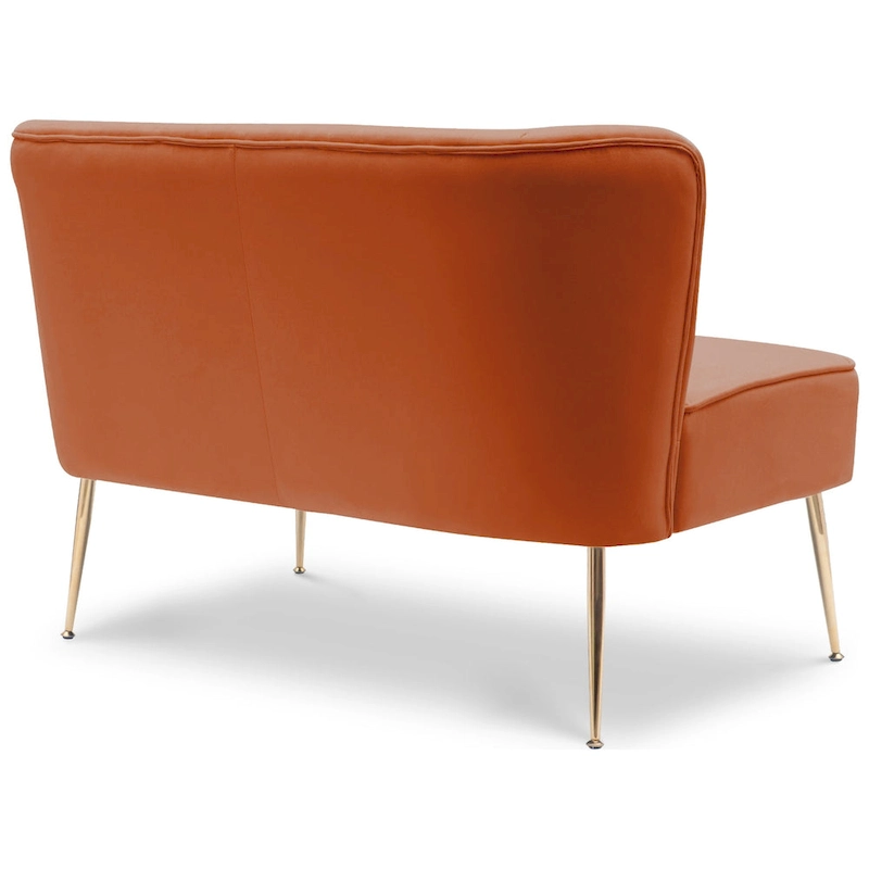 Farrah Upholstered Velvet Polyester 46 Wide Loveseat - Armless/ Scalloped Back