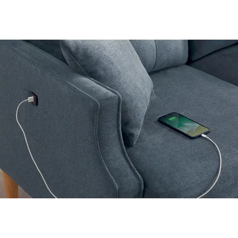 Loveseat With Waterproof Fabric, USB Charge