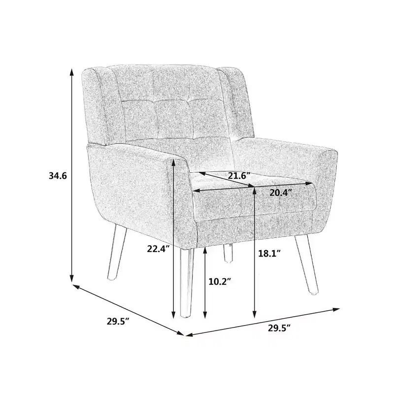 Modern Upholstered Accent Chair with Black Legs for Bedroom and Living Room