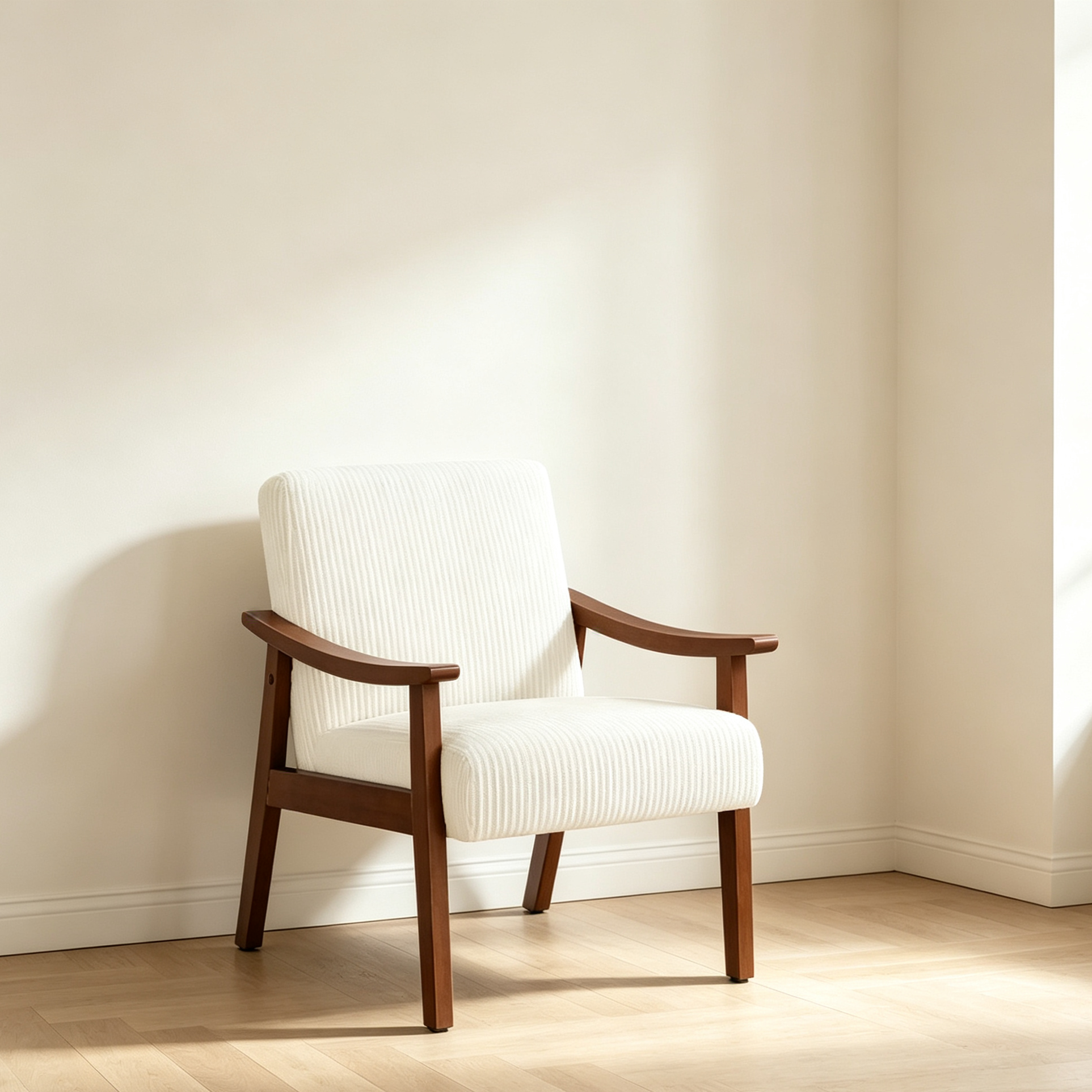 Mid-Century Corduroy Fabric Accent Armchair - Living Room & Bedroom