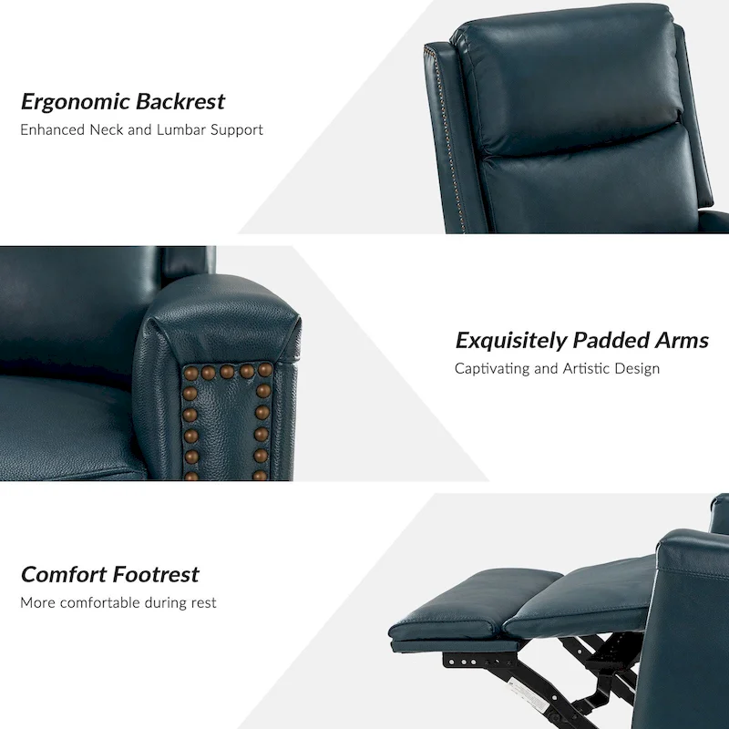 Fiacro 30.31Wide Modern Genuine Leather Wingback Swivel Rocker Recliner with Nailhead Trims