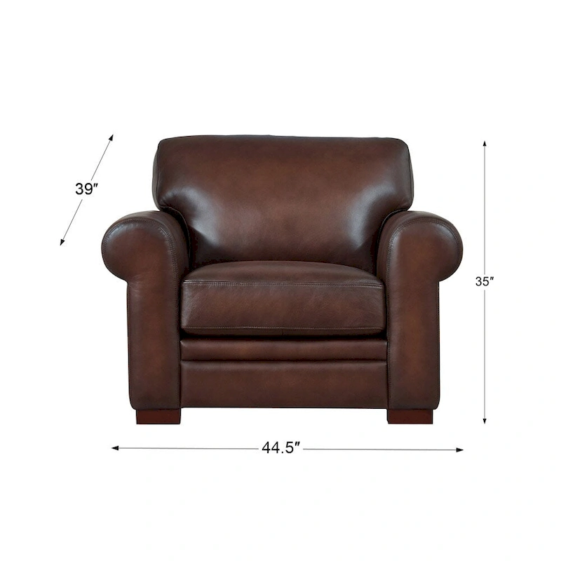 Hydeline Brookfield Top Grain Leather Sofa Set, Sofa, Loveseat and Chair