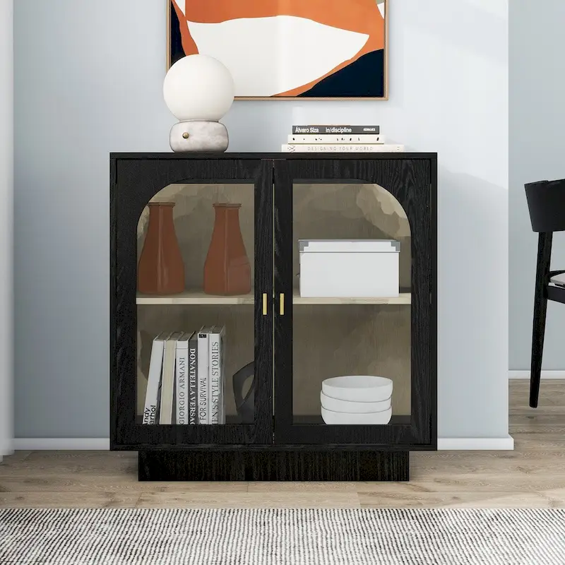 2 Storage Cabinet with Glass Door for Living Room,Dining Room,Study