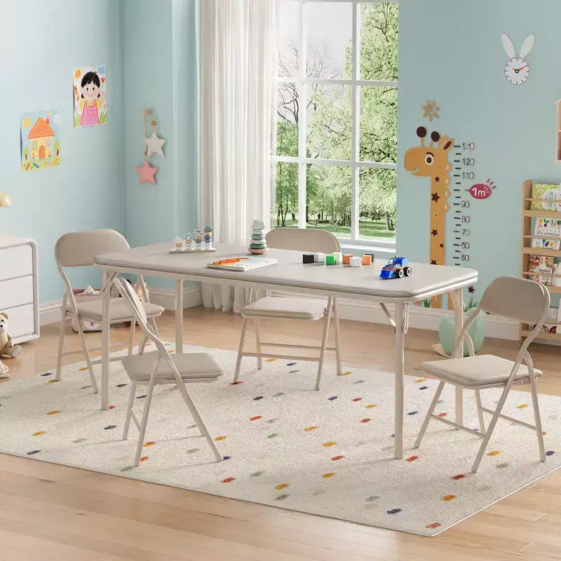 5-Piece Kids Folding Table and Chairs Set, Foldable, Children's Activity Table and Chairs Set, for Dining Room, Living Room