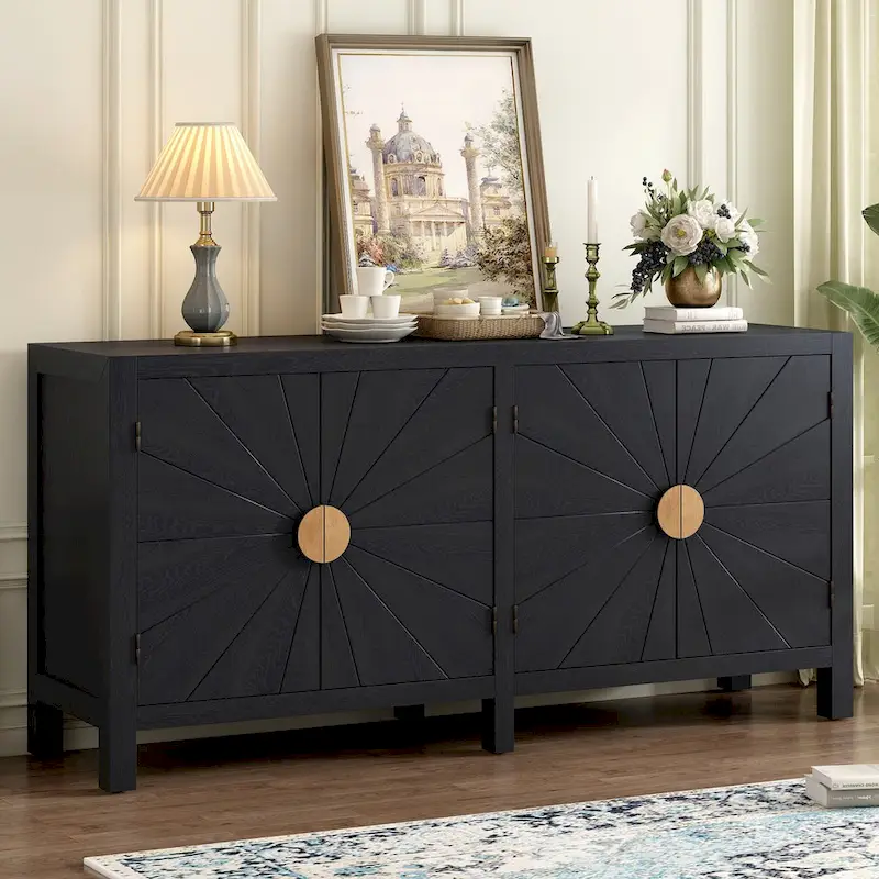 Unique Features of Ash Veneer Cabinet with Radiating Line Pattern Cabinet Doors