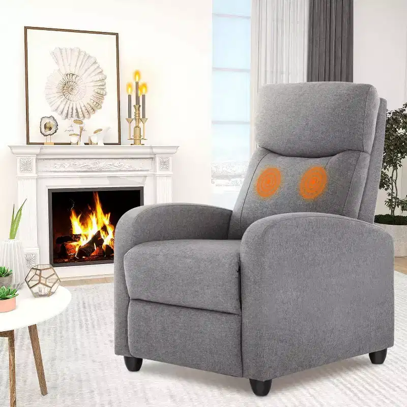 Black / Gray Winback Manual Recliner Chair, Single Seat