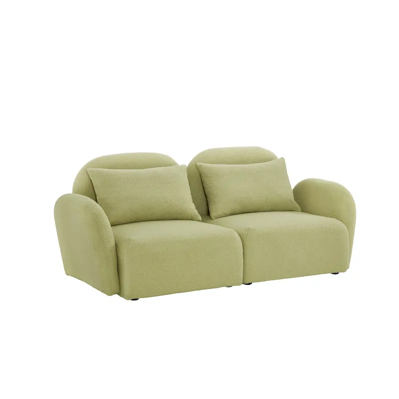 Living Room Furniture Lazy Sofa Loveseat Teddy Fabric White