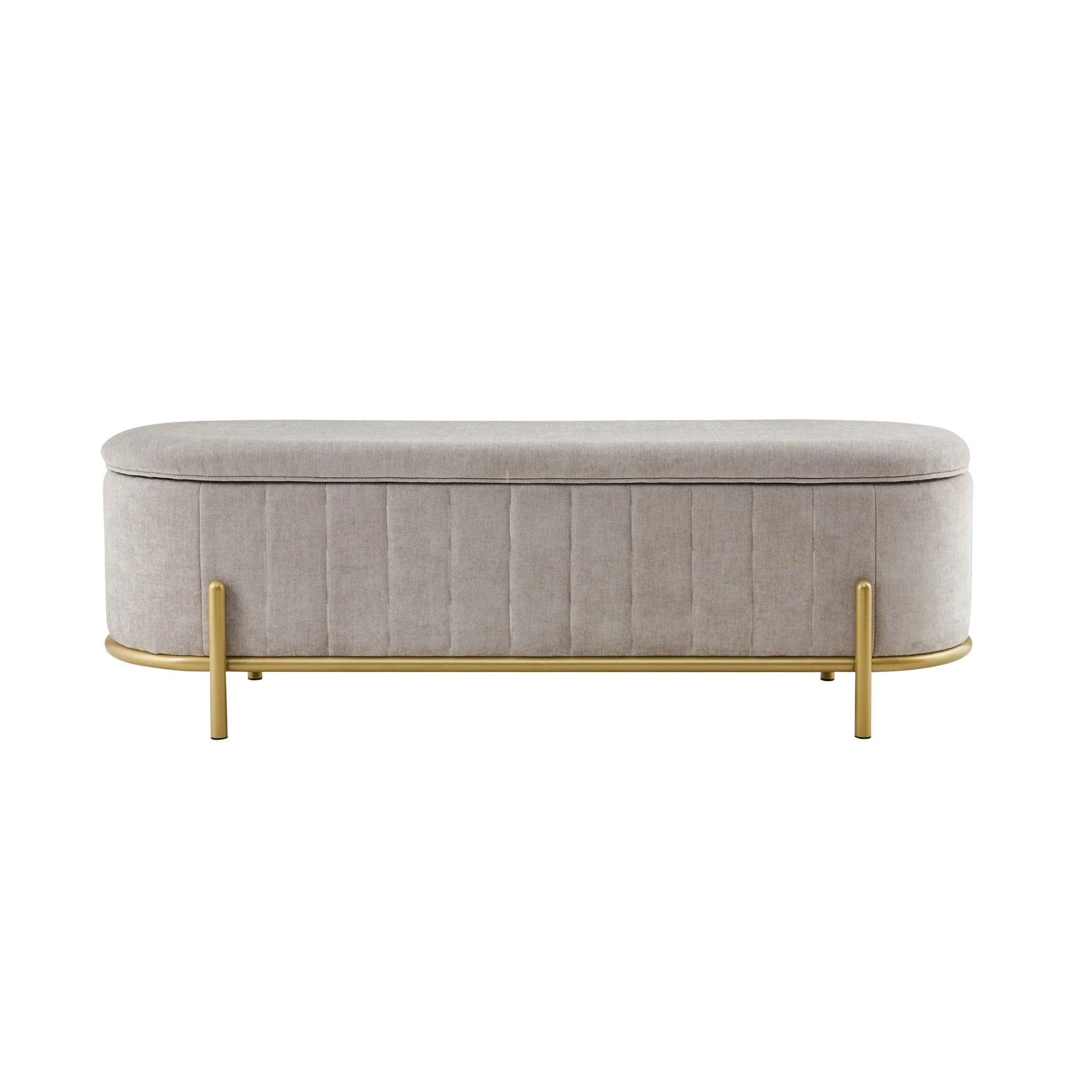 Storage Ottoman - Chenille Light Grey