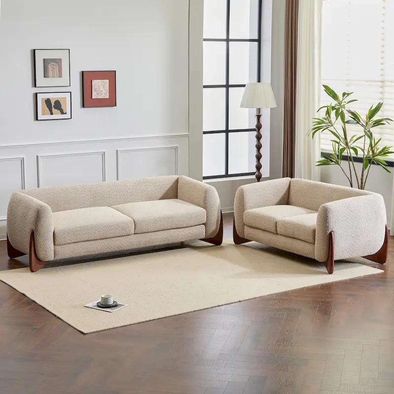 Arion Upholstered Boucle 2-Piece Living Room Sofa Set by Christopher Knight Home