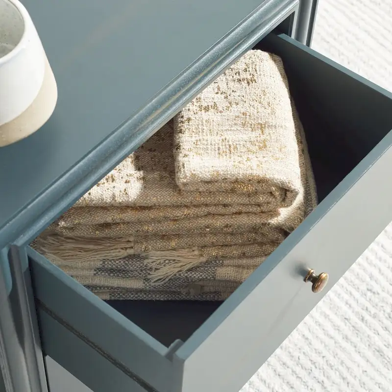 Dark Teal / Ash Grey 2-Drawer Nightstand Side Table, 22