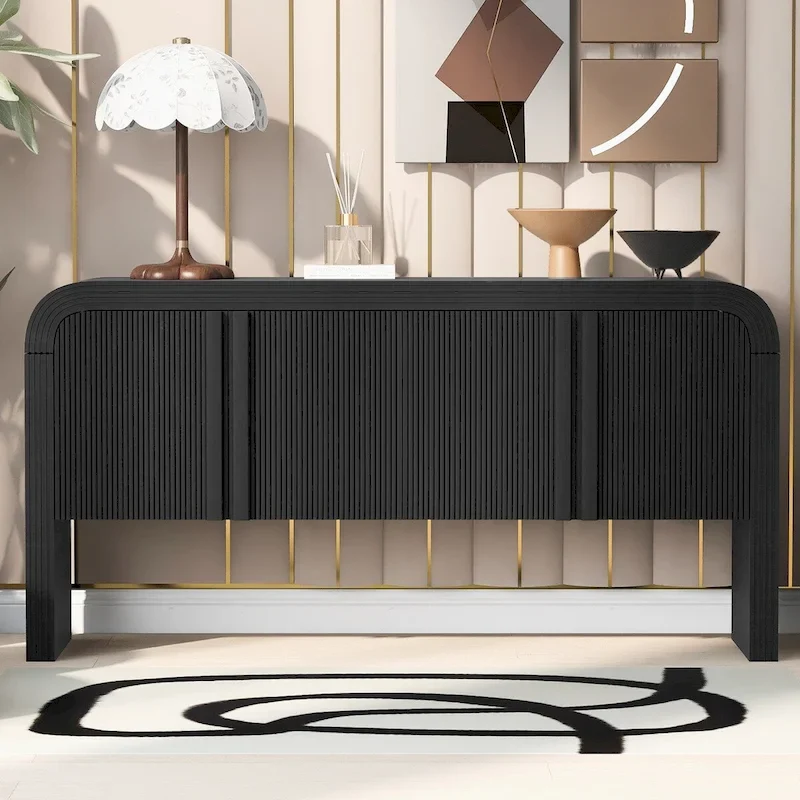 Striped Storage Cabinet with 4 Doors