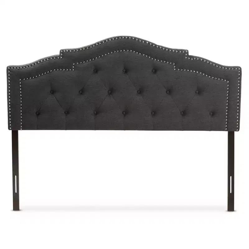 Queen Edith Modern And Contemporary Fabric Headboard Dark Gray - Baxton Studio: Nailhead Trim, Adjustable Height
