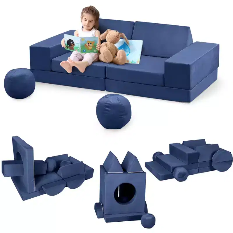 Kids Couch 12PCS,Modular Kids Play Couch for Inspiring Child Creativity,Sectional Sofa,Bedroom and Playroom Furniture for Toddlers Sleeping Reading