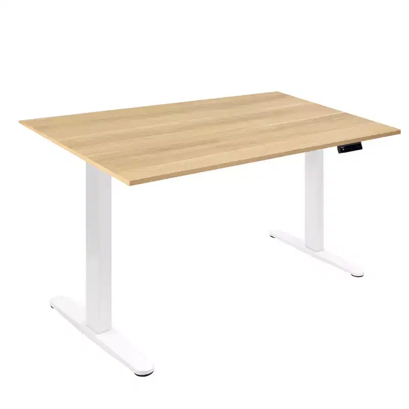 Electric Sit-Stand Desk with Tabletop – White / Maple